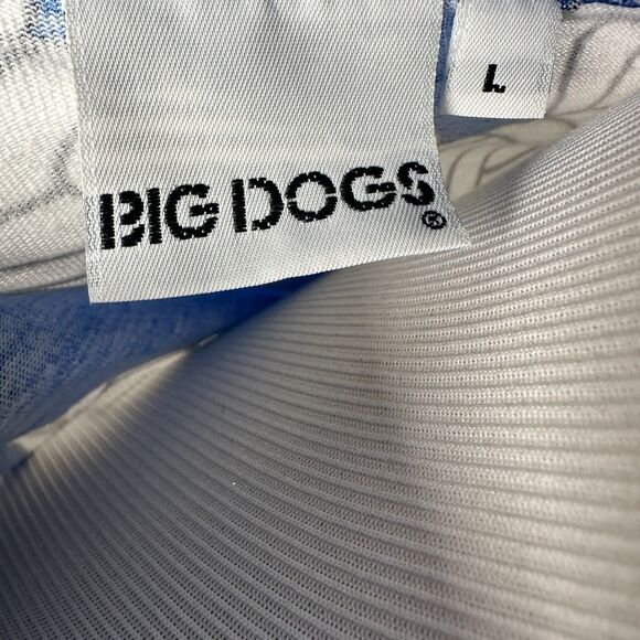 Vintage Big Dogs T-Shirt Mens Large Blue AOP Volleyball Print 90s Crew Rare - Picture 8 of 11